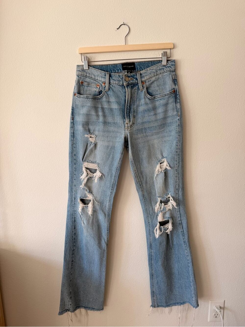 Lucky Brand Light Blue Distressed Wide-Leg Jeans